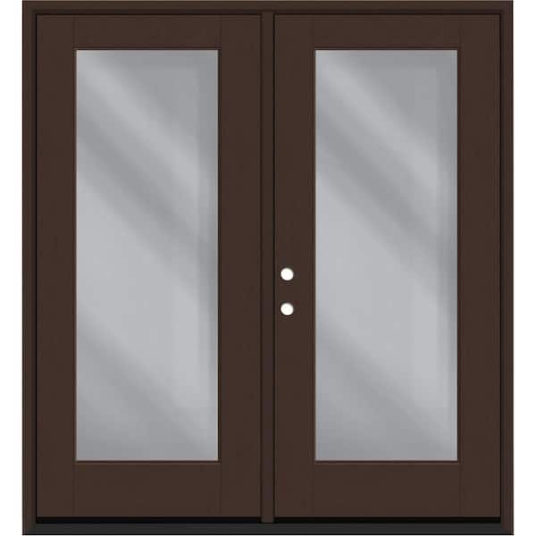 Steves & Sons Regency 72 in. x 80 in. Full Lite Clear Glass Chestnut RHIS Stained Fiberglass Retro Patio Door with 6 in. Jamb