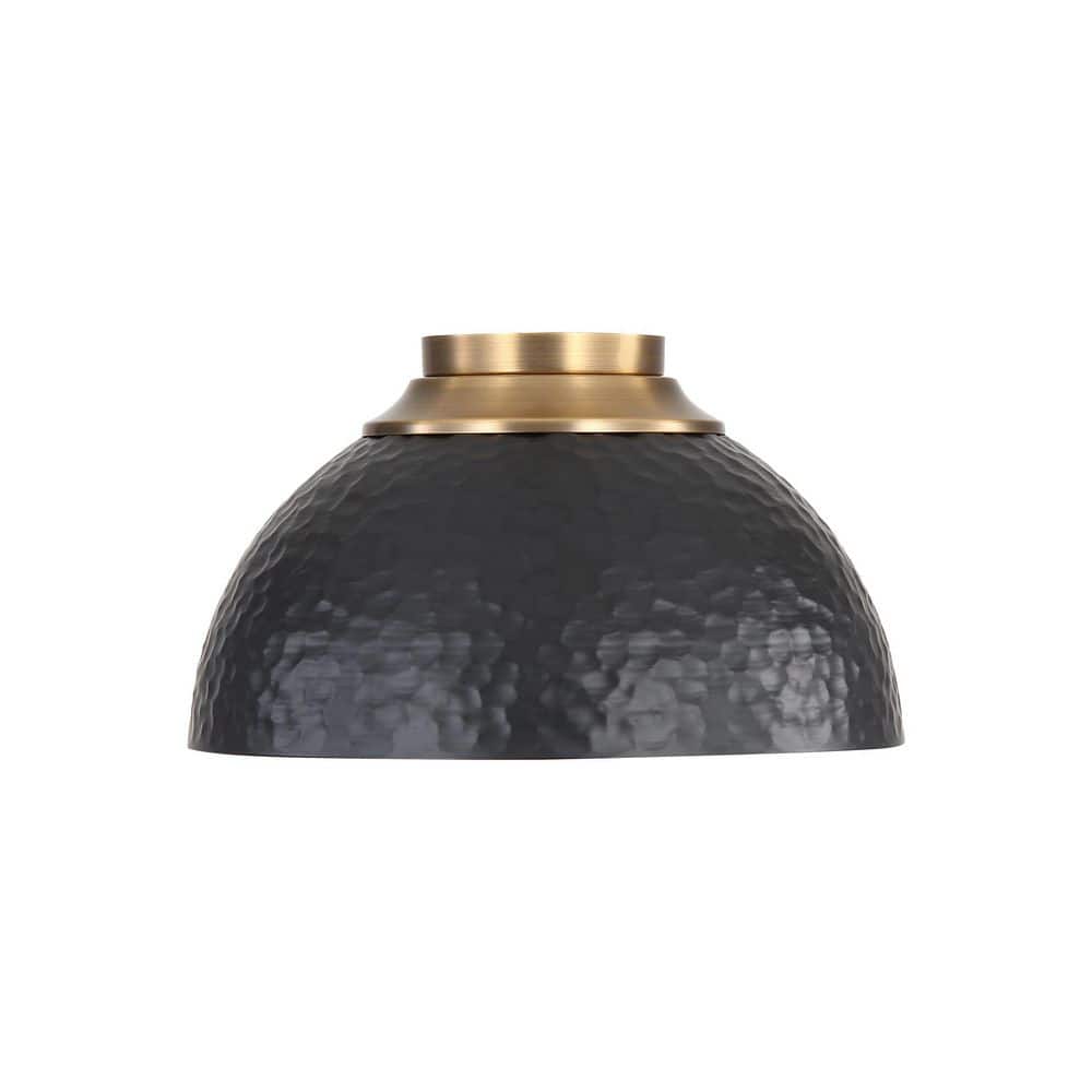 Shepard 13.75 in. 3-Light Modern Brass Farmhouse Flush Mount with Matte Black Shade, No Bulbs Included price history on PriceWatchPro
