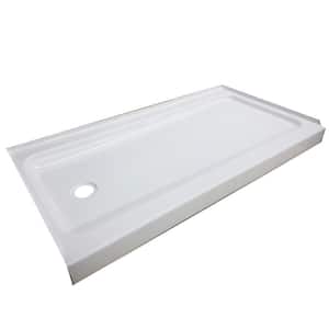 ShowerCast Plus 60 in. x 32 in. Single Threshold Shower Pan in White with Left Drain
