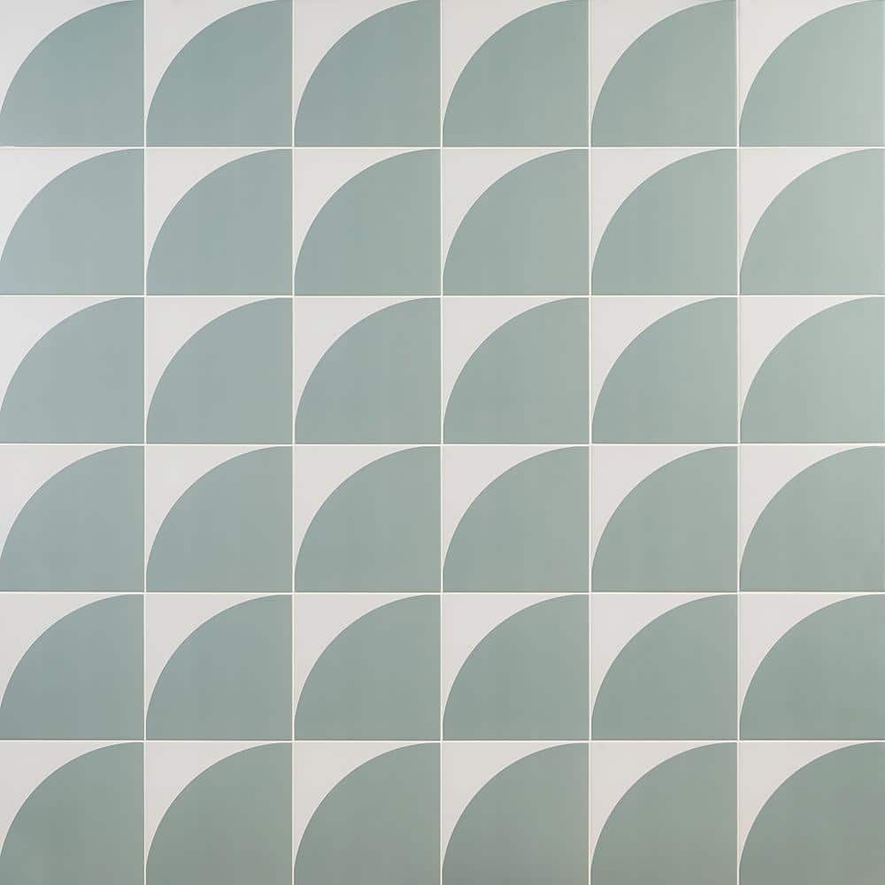 Tarin 8" x 8" Green Matte Porcelain Encaustic Tile