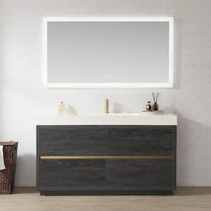 Huesca 59.8 in.W x 19.7 in.D x 33.9 in.H Single Bath Vanity in North Black Oak with White Composite Stone Top