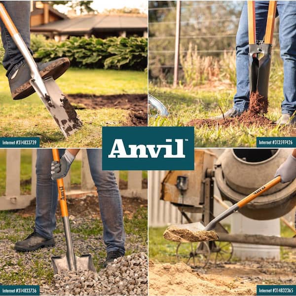 Anvil 28 in. D-Grip Short Wood Handle Garden Spade 77424-948 - The