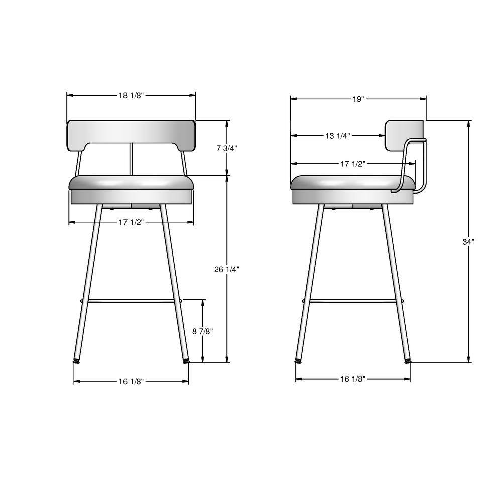 Monza 26" Swivel Counter Stool in Grey White Polyester and Dark Grey Metal