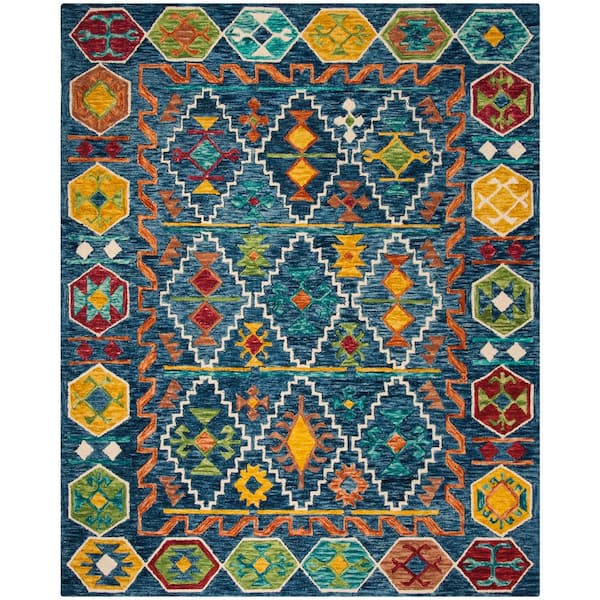 Aspen 11 ft. x 15 ft. Navy/Gold Tribal Area Rug