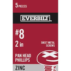 #8 x 2 in. Phillips Pan-Head Sheet Metal Screws (5-Piece per Pack)