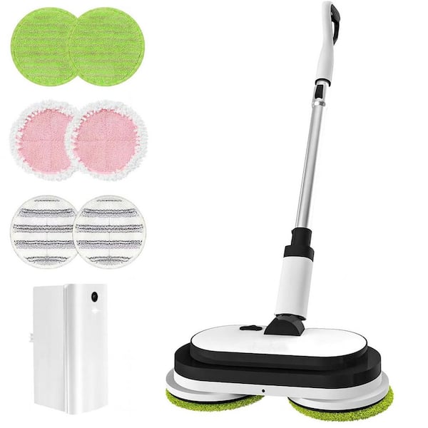 Cordless Multi-Surface Floor Cleaner in White with Dual Motor Spin, LED Headlight, Water Sprayer, 1 Piece
