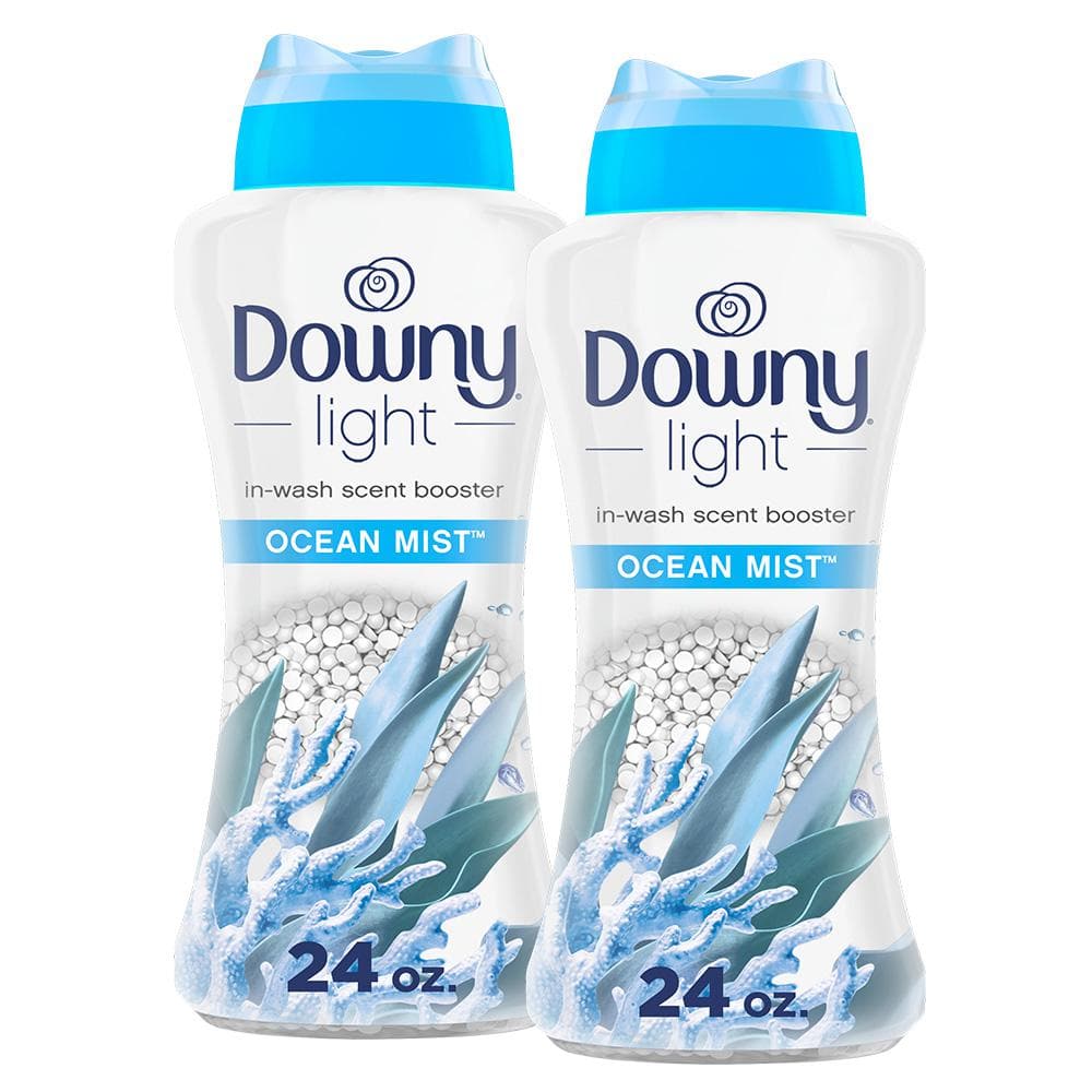 Downy In Wash Light Ocean Mist Scent Beads, 24 oz, (2-Pack