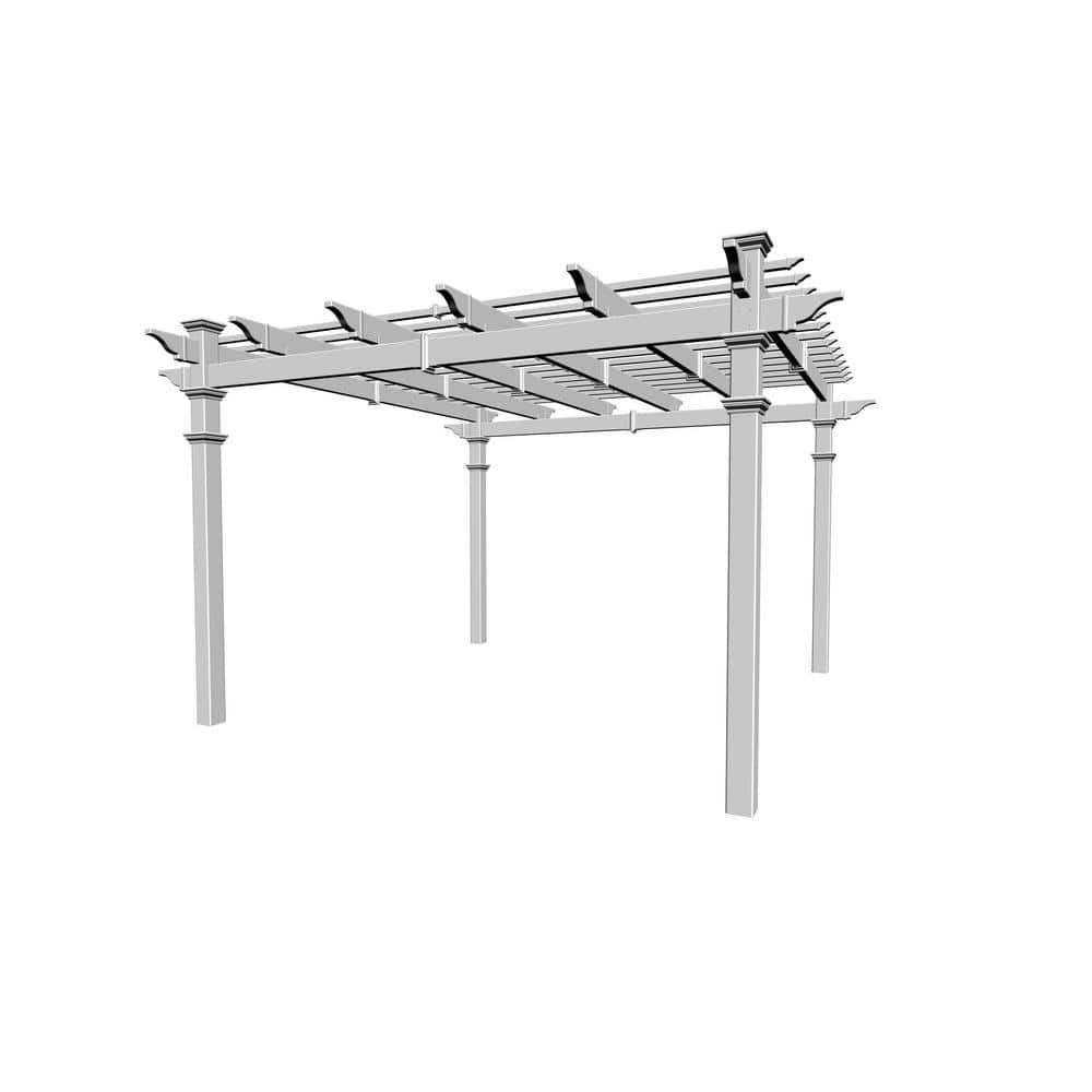 12x12 White Vinyl Square Traditional Pergola