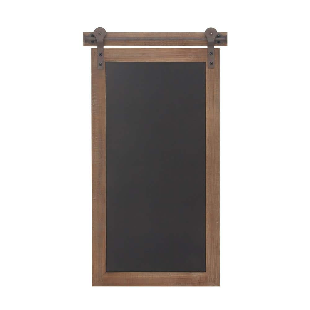Brown Wood and Metal Chalkboard Sign with Barn Door Top
