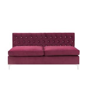 Jaszira 69 in. Armless Velvet Rectangle Sofa in. Burgundy Velvet