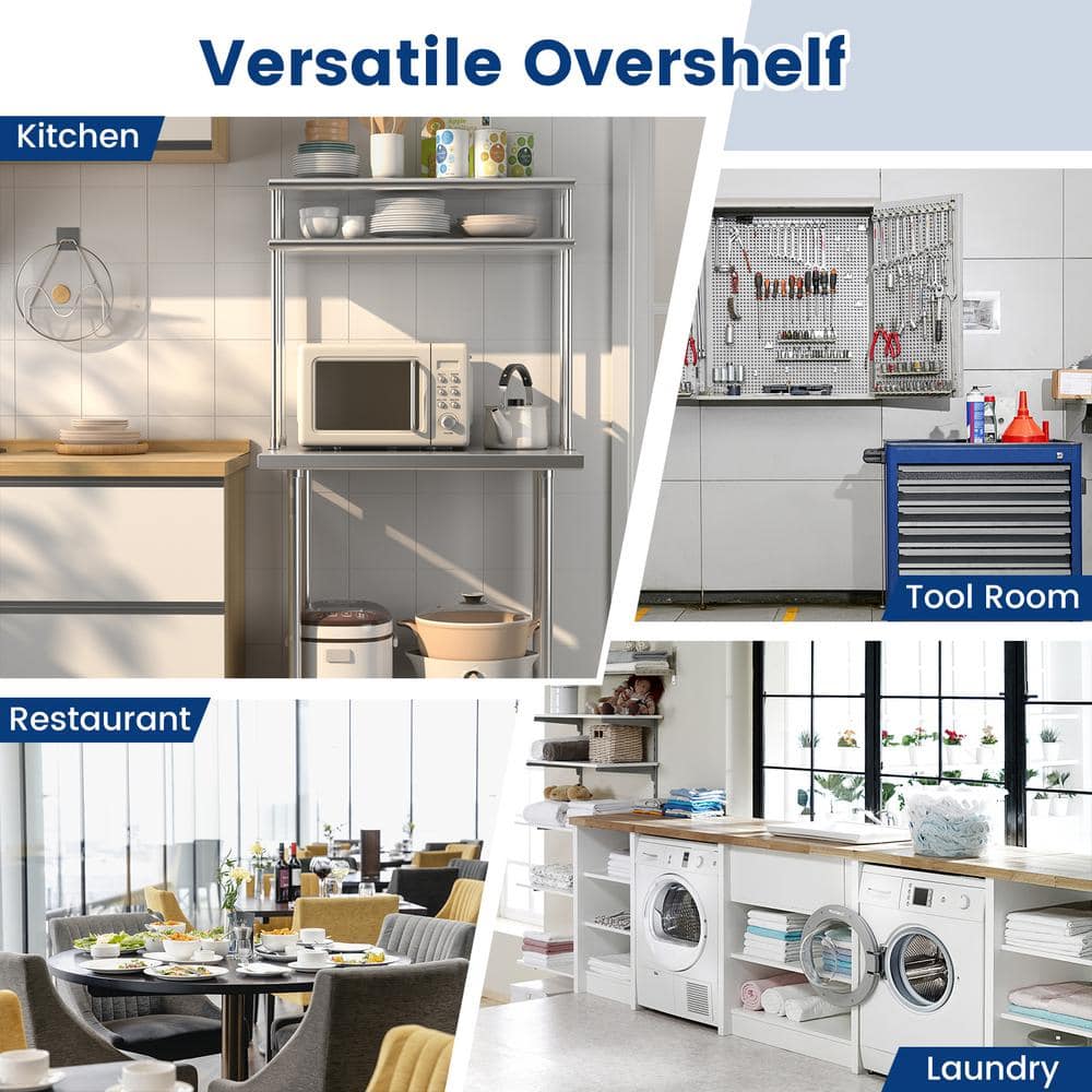 36 x 12 in. Silver Stainless Steel Kitchen Prep Table with Adjustable Shelf
