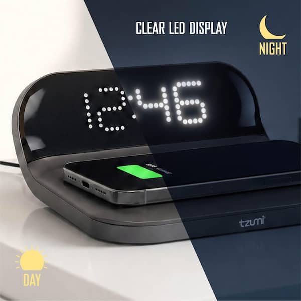 Tzumi Wireless Charging Alarm Clock 30747HD - The Home Depot