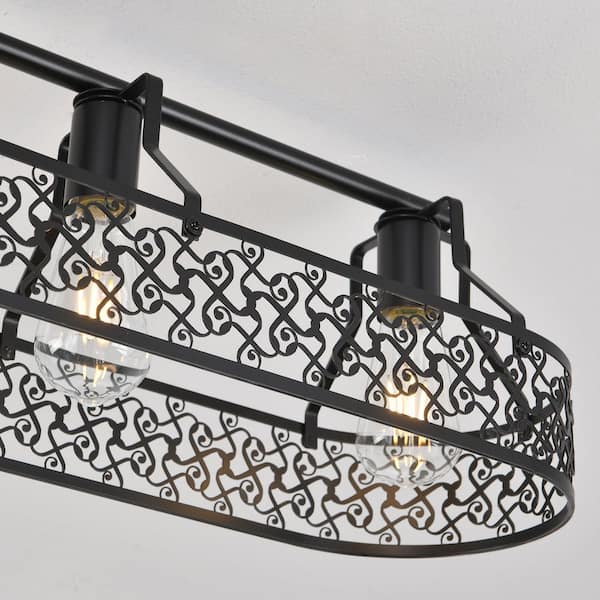 Genoci 43.3 in. 5-light Black Farmhouse Flush Mount with Metal