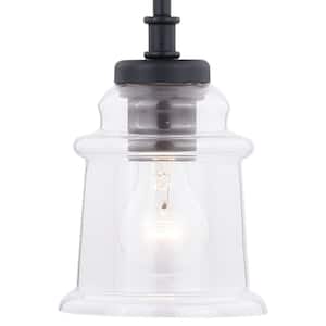 Toledo 1-Light Matte Black Farmhouse Shaded Mini Pendant Ceiling Light Clear Jar Glass