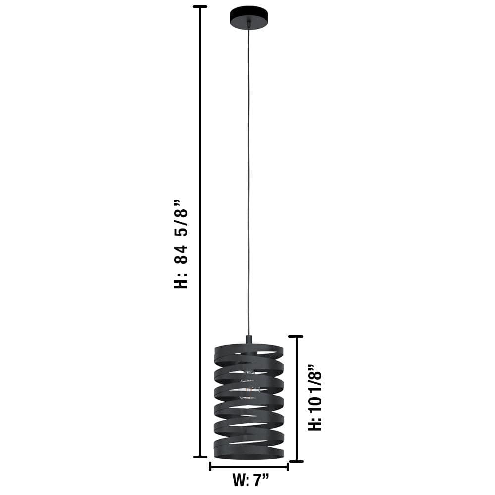 Cremella Contemporary Mini Drum Pendant with Adjustable Black Cord