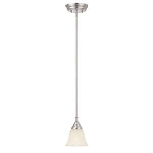 Kendall 5 in. 1-Light Satin Platinum Transitional Hanging Pendant Light with Alabaster Glass Shade