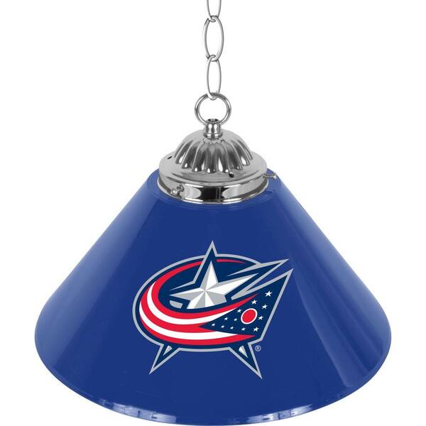 Trademark Global NHL Columbus Blue Jackets 14 in. Single Shade Stainless Steel Hanging Lamp