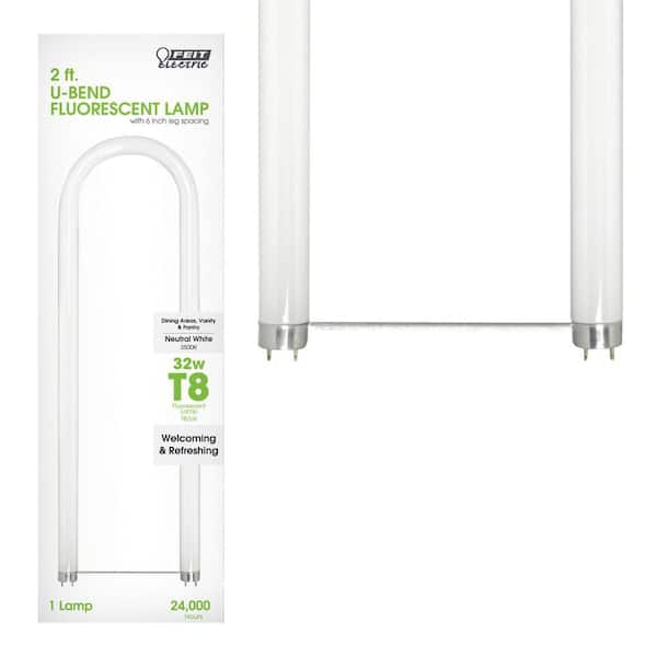 32-Watt 2 ft. T8 G13 Linear U-Bend Fluorescent Tube Light Bulb, True White 3500K (1-Pack)