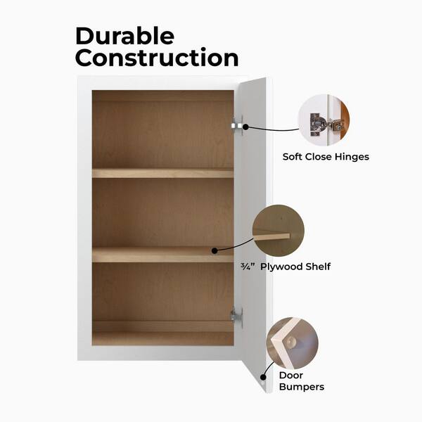 Norfolk Assembled 18 in. W x 30 in. H x 12 in. D Plywood Wall Cabinet in Painted White