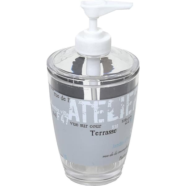 Unbranded Atelier Loft Clear Acrylic Printed Bath Soap and Lotion Dispenser