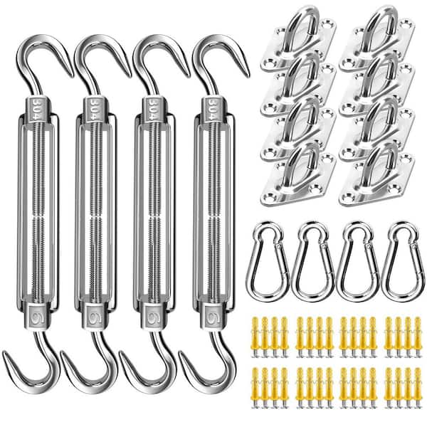 Angel Sar 80-Piece 6 in. Stainless Steel Sunshade Hardware Kit for Sun Shade Sails