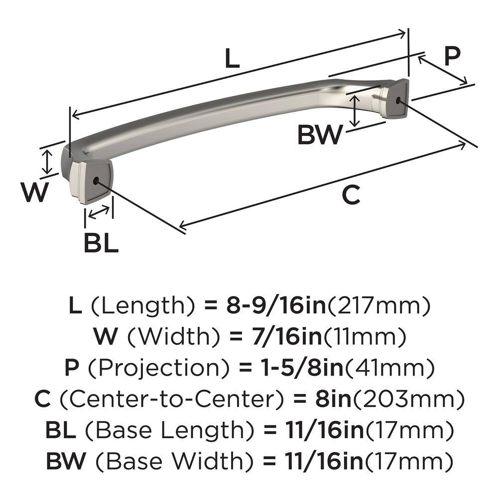 Polished Nickel 8" Modern Traditional Cabinet Pull