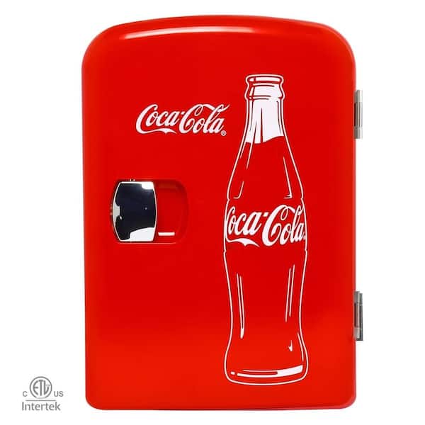 Coca Cola 0 14 Cu Ft Classic Portable Mini Fridge In Red Without Freezer Kwc 4c The Home Depot