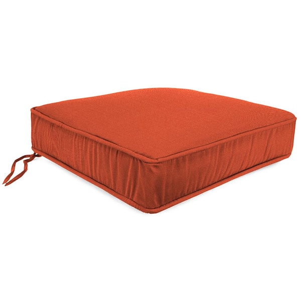 Jordan Manufacturing Sunbrella 22.5 in. x 21.5 in.Echo Sangria Orange Solid Rectangular Boxed Edge Outdoor Deep Seat Cushion with Ties & Welt
