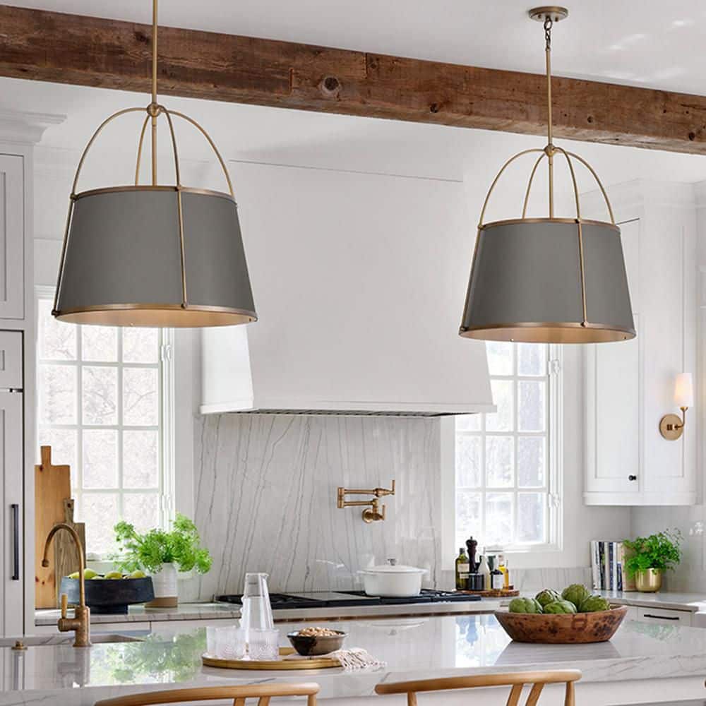 HINKLEY Clarke 1-Light Lacquered Dark Brass Shaded Pendant with