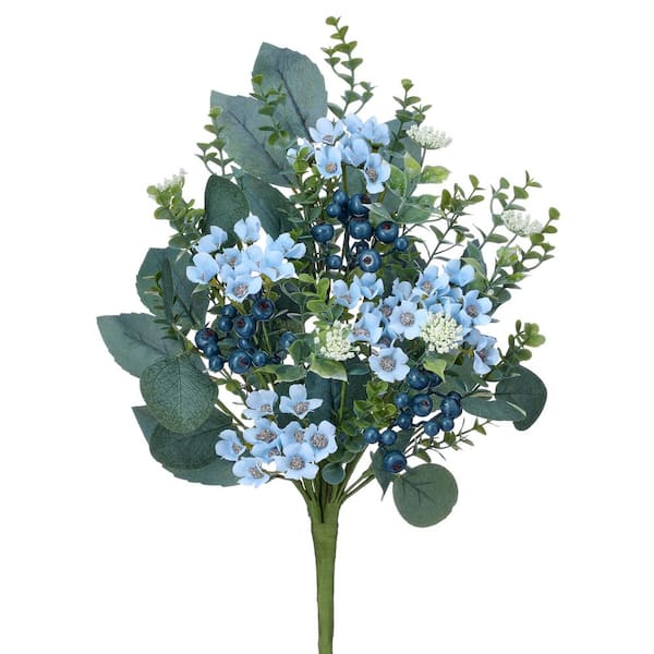 Regency International 19 in. Blue Indoor Artificial Wild Blueberry Blossom