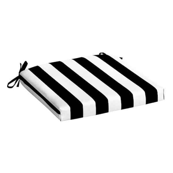 ARDEN SELECTIONS Black Cabana Stripe Rectangle Outdoor Seat Pad