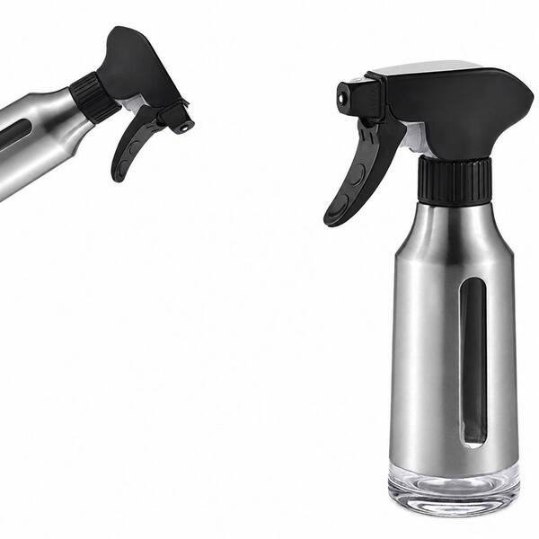 Stainless Steel and Glass Oil Sprayer with Black Nozzle for Cooking and Air Fryer, 6.35 oz Capacity
