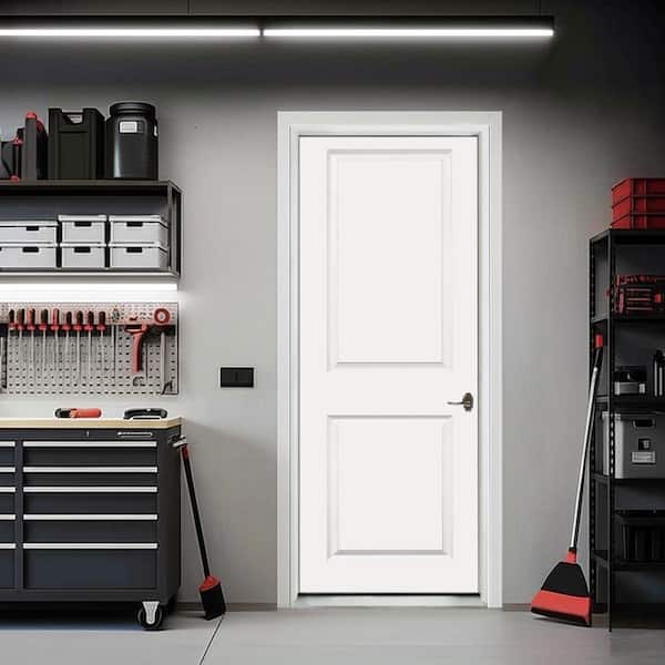 32 in. x 80 in. 2P Sqtp LHIS Primed Composite 20 Min Fire-Rated House-to-Garage Single Prehung Interior Door w/Nkl Hinge