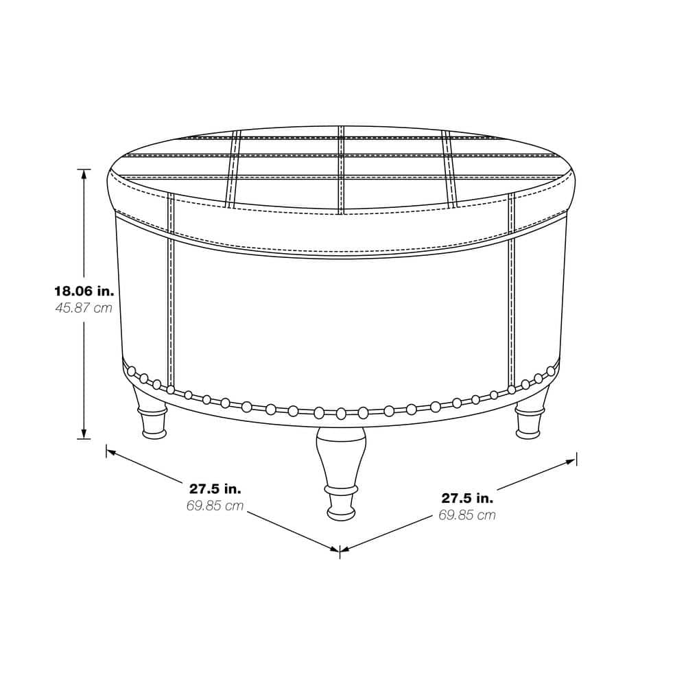 Alloway Espresso 29" Round Storage Ottoman with Tray Top