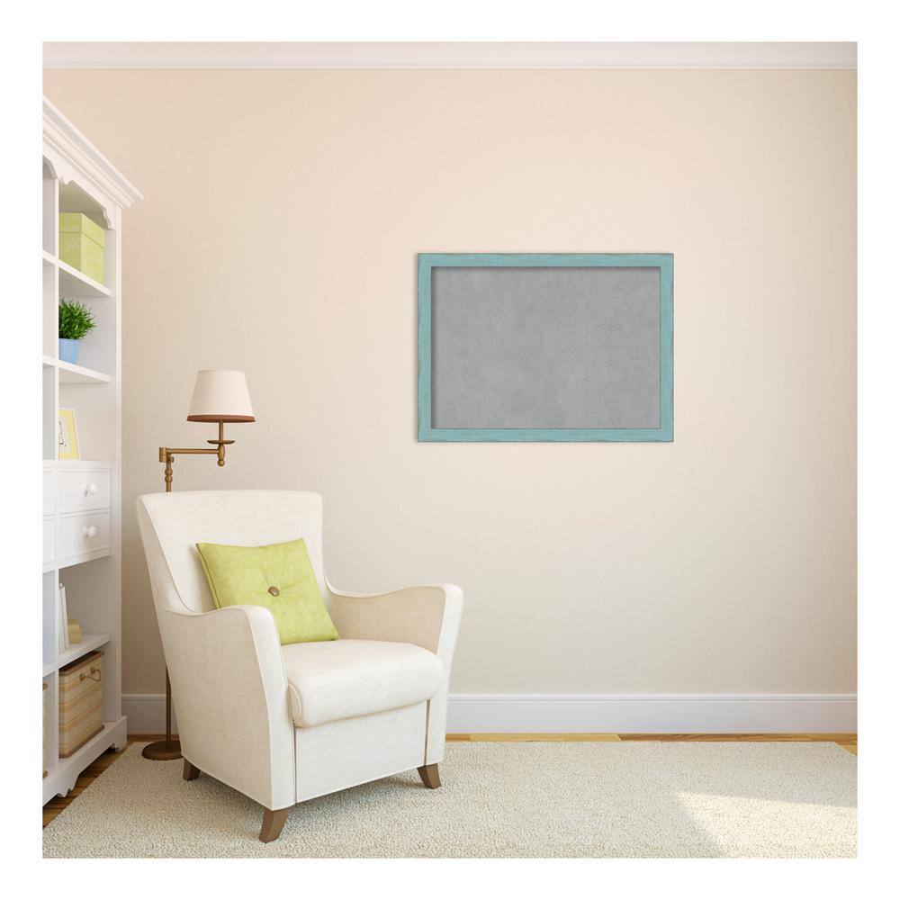 Sky Blue Rustic Wood Framed Magnetic Board 28x20