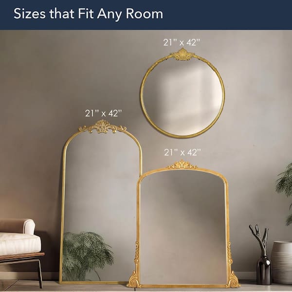 Deco Mirror 24 in. W x 25.5 in. H Vintage Antique Brass Round