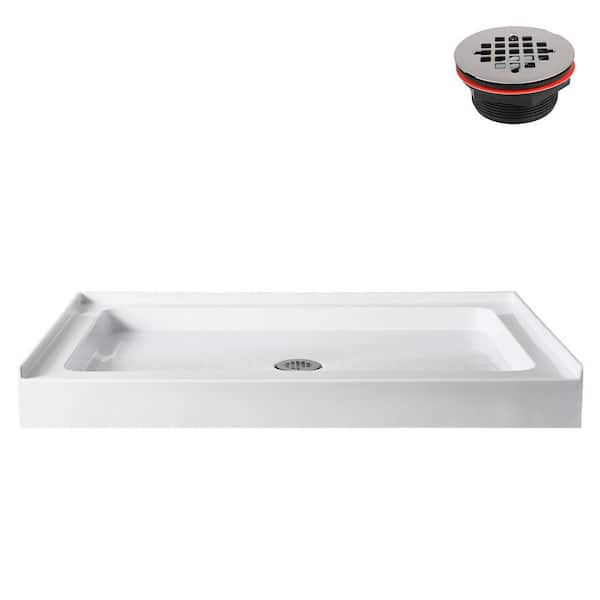 GB-623-496 48 in. x 48 in. Alcove Acrylic Shower Pan Base in Glossy White with Center Drain, Drain Included