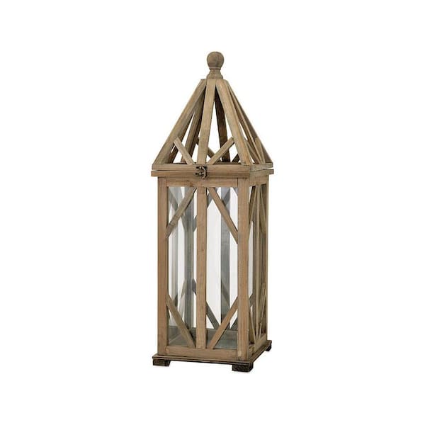 Unbranded Dover 9.5 in. Natural Wood Lantern