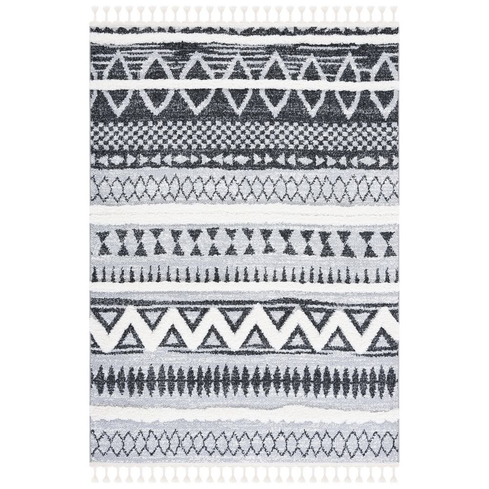 Moroccan Tassel Shag 8 ft. x 10 ft. Gray/Black Zig-Zag Diamond Striped Area Rug price history on PriceWatchPro