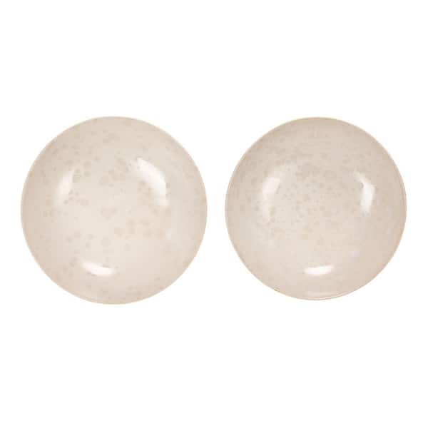35 fl. oz. White Stoneware Footed Bowls (Set of 2)