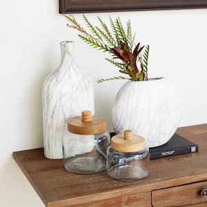 Clear Decorative Canisters with Wood Lids (Set of 2)