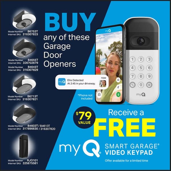 Wall Mount Drive Ultra-Quiet Smart Garage Door Opener with Battery Backup and WiFi Connection