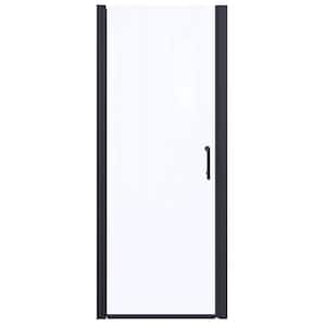 34 to 35-1/2 in. W x 72 in. H Pivot Swing Frameless Shower Door in Black with Clear Glass