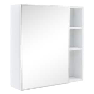 21.7 in. W x 22 in. H Rectangular Wood Medicine Cabinet with Mirror Door and Multiple Storage Space in White