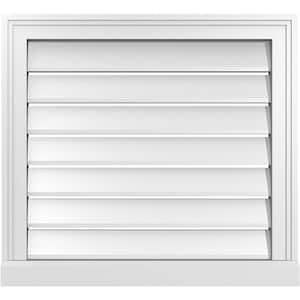 24" x 22" Vertical Surface Mount PVC Gable Vent: Functional with Brickmould Sill Frame