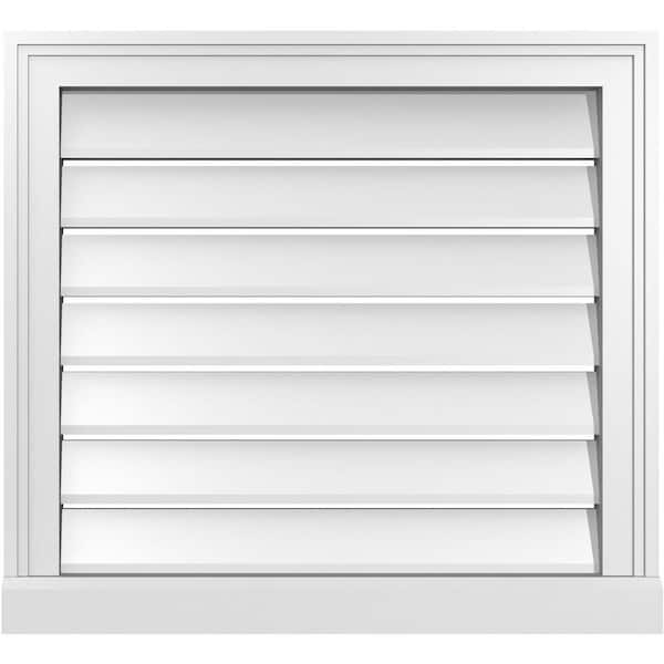 Ekena Millwork 24" x 22" Vertical Surface Mount PVC Gable Vent: Functional with Brickmould Sill Frame