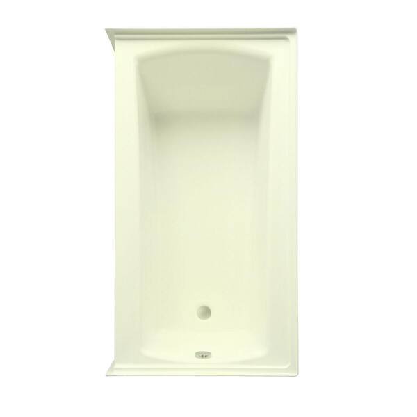 Aquatic Cooper 60 in. Whirlpool Bathtub Acrylic Right Drain in Biscuit Rectangular Alcove with Heater