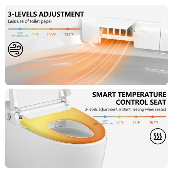 YASU ① YASINU Elongated Smart Toilet Bidet in White with Auto Open