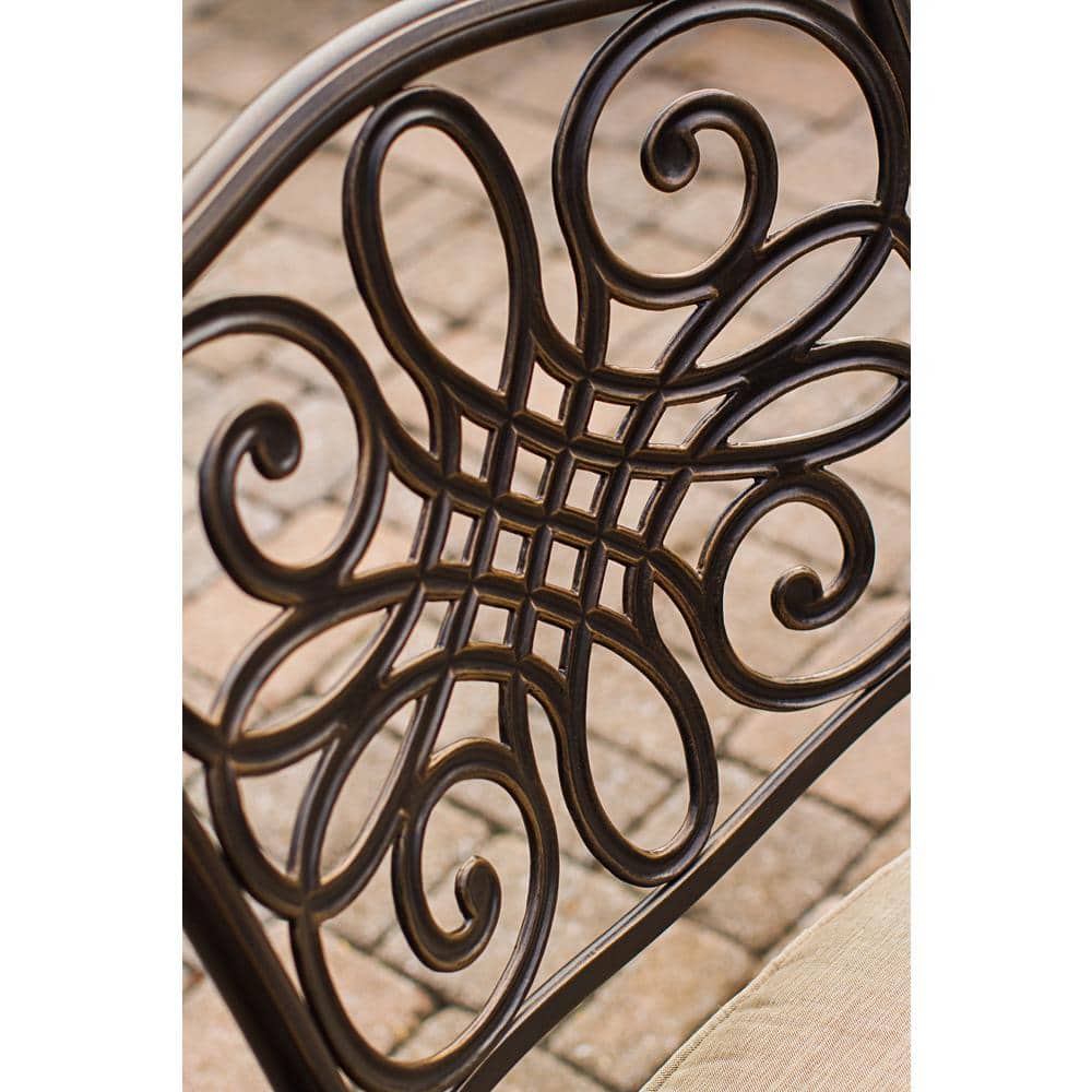 Hanover Traditions 11-Piece Bronze Outdoor Dining Set with Tan Cushions