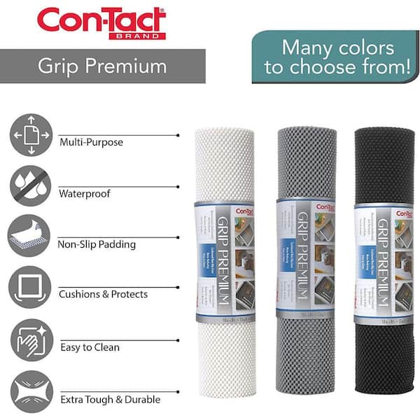 Con-Tact Brand Grip Premium Solid Grip Non-Adhesive Non-Slip Shelf and Drawer Liner, 18-Inches by 4-Feet, Black, 6 Rolls